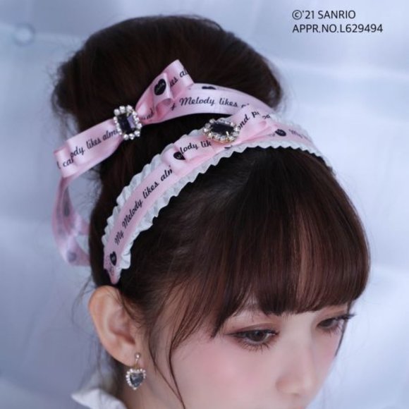 RoseMarie Seoir x Sanrio Marroncream princess ribbon rhinestone headband - Picture 5 of 10